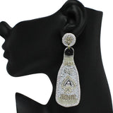 90312, CHAMPAGNE WINE BOTTLE SEED BEADED EARRING