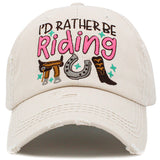 90379, "I'D RATHER BE RIDING" WESTERN VINTAGE BALL CAP