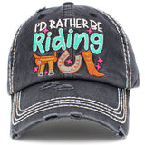 90379, "I'D RATHER BE RIDING" WESTERN VINTAGE BALL CAP