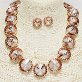 90402, MULTI ROUND CONE RHINESTONE NECKLACE SET, EVENING, WEDDING & BRIDAL, PROM