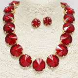 90402, MULTI ROUND CONE RHINESTONE NECKLACE SET, EVENING, WEDDING & BRIDAL, PROM