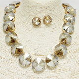90402, MULTI ROUND CONE RHINESTONE NECKLACE SET, EVENING, WEDDING & BRIDAL, PROM