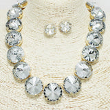 90402, MULTI ROUND CONE RHINESTONE NECKLACE SET, EVENING, WEDDING & BRIDAL, PROM