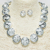 90402, MULTI ROUND CONE RHINESTONE NECKLACE SET, EVENING, WEDDING & BRIDAL, PROM