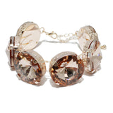 90403, MULTI ROUND CONE RHINESTONE ELASTIC CUFF BRACELET, BRIDAL, WEDDING, PROM