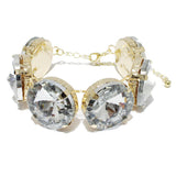 90403, MULTI ROUND CONE RHINESTONE ELASTIC CUFF BRACELET, BRIDAL, WEDDING, PROM