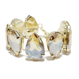 90404, MULTI TEARDROP RHINESTONE ELASTIC CUFF BRACELET, BRIDAL, WEDDING, PROM