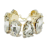 90404, MULTI TEARDROP RHINESTONE ELASTIC CUFF BRACELET, BRIDAL, WEDDING, PROM