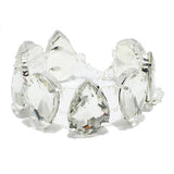 90404, MULTI TEARDROP RHINESTONE ELASTIC CUFF BRACELET, BRIDAL, WEDDING, PROM
