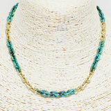 90433, DAINTY TWO TONE CHAIN LINKED NECKLACE