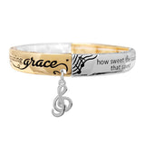 90454, "AMAZING GRACE" MUSIC NOTE CHARM INSPIRATIONAL STRETCH BRACELET, RELIGIOUS