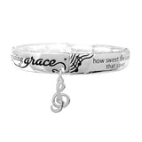 90454, "AMAZING GRACE" MUSIC NOTE CHARM INSPIRATIONAL STRETCH BRACELET, RELIGIOUS