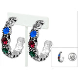 90467, RHINESTONE ACCENT FILIGREE HOOP EARRING