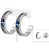 90468, RHINESTONE ACCENT FILIGREE HOOP EARRING