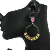 90470, MULTI RHINESTONE EVENING EARRING, WEDDING, BRIDAL, PROM
