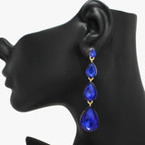 90486, TEARDROP RHINESTONE DROP DANGLE EVENING EARRING