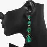 90486, TEARDROP RHINESTONE DROP DANGLE EVENING EARRING
