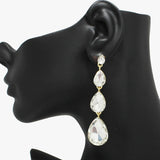 90486, TEARDROP RHINESTONE DROP DANGLE EVENING EARRING