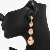 90486, TEARDROP RHINESTONE DROP DANGLE EVENING EARRING