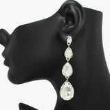 90486, TEARDROP RHINESTONE DROP DANGLE EVENING EARRING