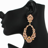 90487, FLOWER ACCENT RHINESTONE EVENING EARRING