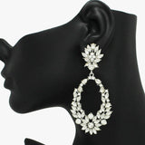 90487, FLOWER ACCENT RHINESTONE EVENING EARRING