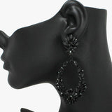 90487, FLOWER ACCENT RHINESTONE EVENING EARRING