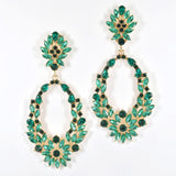 90487, FLOWER ACCENT RHINESTONE EVENING EARRING