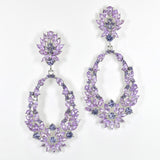 90487, FLOWER ACCENT RHINESTONE EVENING EARRING
