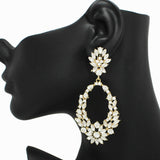 90487, FLOWER ACCENT RHINESTONE EVENING EARRING