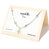 90504, DAINTY CROSS CHARM CUBIC ZIRCONIA PENDANT NECKLACE, RELIGIOUS