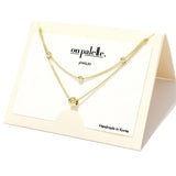 Dainty Slide Ball Double Layered Necklace - view 2