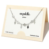 90515, DAINTY CROSS CHARM WITH CUBIC ZIRCONIA NECKLACE, RELIGIOUS