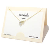 90516, DAINTY HEART CUBIC ZIRCONIA CHARM PENDANT NECKLACE, VALENTINE'S DAY