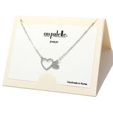 Open CUT Heart with Charm Pendant Necklace, Valentine's DAY