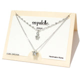 90518, DAINTY STAR CHARM WITH CUBIC ZIRCONIA DOUBLE LAYERED NECKLACE