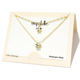 90518, DAINTY STAR CHARM WITH CUBIC ZIRCONIA DOUBLE LAYERED NECKLACE