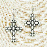 90528, WESTERN CROSS MULTI TURQUOISE STONE EARRING, RELIGIOUS