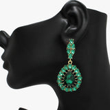90542, TEARDROP ACCENT RHINESTONE EVENING EARRING, WEDDING, BRIDAL, PROM