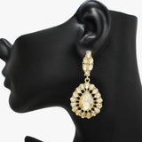90542, TEARDROP ACCENT RHINESTONE EVENING EARRING, WEDDING, BRIDAL, PROM