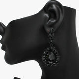 90542, TEARDROP ACCENT RHINESTONE EVENING EARRING, WEDDING, BRIDAL, PROM
