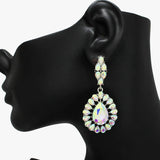 90542, TEARDROP ACCENT RHINESTONE EVENING EARRING, WEDDING, BRIDAL, PROM
