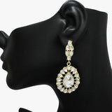 90542, TEARDROP ACCENT RHINESTONE EVENING EARRING, WEDDING, BRIDAL, PROM