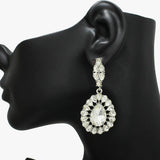90542, TEARDROP ACCENT RHINESTONE EVENING EARRING, WEDDING, BRIDAL, PROM
