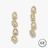 90543, MULTI CUBIC ZIRCONIA DROP DANGLE EARRING, WEDDING, BRIDAL, PROM