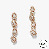 90543, MULTI CUBIC ZIRCONIA DROP DANGLE EARRING, WEDDING, BRIDAL, PROM