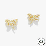 90545, DRAGONFLY CUBIC ZIRCONIA STUD EARRING, WEDDING, BRIDAL, PROM