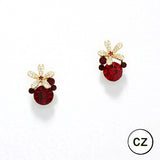 90546, FLOWER ACCENT CUBIC ZIRCONIA STUD EARRING, WEDDING, BRIDAL, PROM