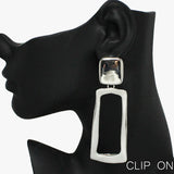 90549, GEOMETRIC RECTANGLE METAL CLIP ON EARRING