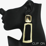 90549, GEOMETRIC RECTANGLE METAL CLIP ON EARRING